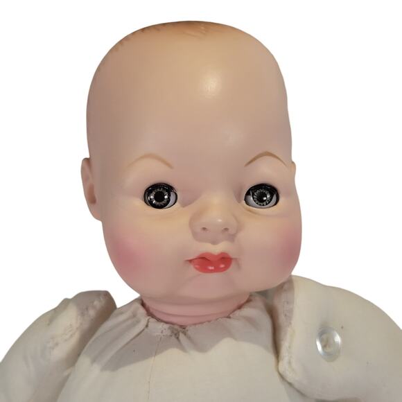 Vintage 13" Composition Baby Doll with Cloth Body and Sleep Eyes Bonnet Booties - Picture 2 of 16